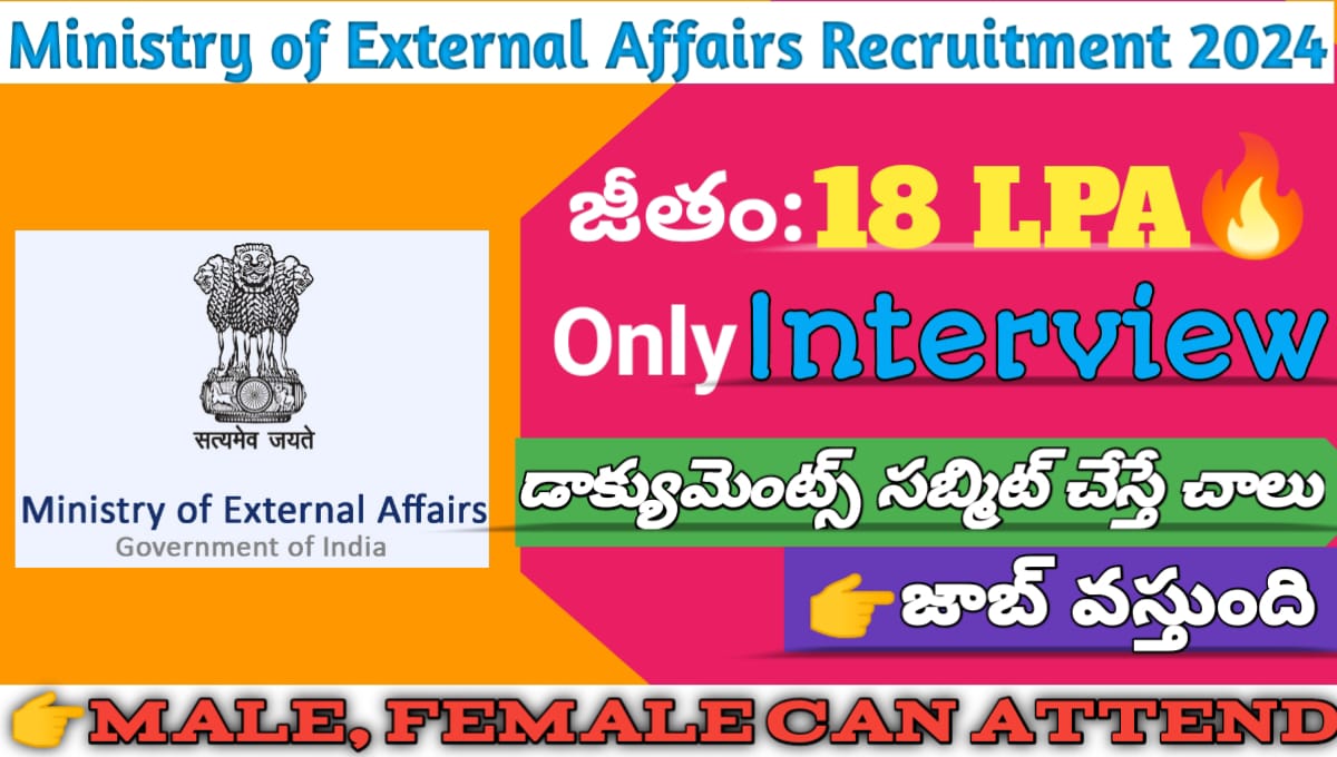 Ministry of external Affairs Recruitment 2024